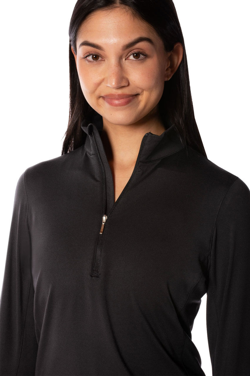 Black Fabulous Mock Pullover - GolftiniTops